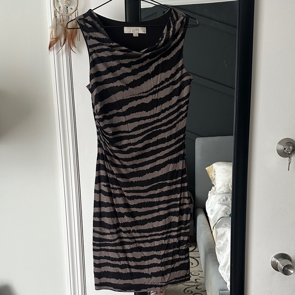 LOFT Black and Gray scoop neck Dress